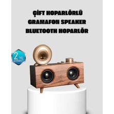 Teknodayım Gramafon Tasarımlı Bluetooth Hoparlör 3D Ses Teknolojili Çok Fonksiyonlu Çok Renkli