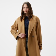 Tommy Hilfiger Wool Blend Belted Kadın Haki Mont