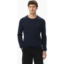 Tommy Hilfiger Essential Structure Yuvarlak Yaka Erkek Mavi Kazak