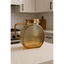 Lumindra Borosilikat Cam Amber Salyangoz Desenli Sürahi 2500 ml Buzdolabı Kapağına Uygun