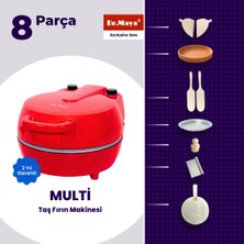 Dr.maya® | Anadolu Lezzeti Seti - 8 Parça | Multi Lahmacun Taş Fırın Makinesi (Kırmızı) + Mutfak Gereçleri