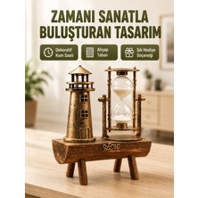 Epilons Vintage Kum Saati + Deniz Feneri Modeli – Ahşap Gövdeli Masa Üstü Dekor Yeni Nesil