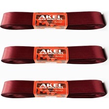 Akel Dar Dokuma Bordo Saten Kurdele - 2 Cm. x 10 Metre - 3 Adet