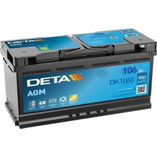 Akü Deta 12V 106 Ah  950A Start Stop Agm L06 (392X175X190)