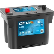 Akü Deta 12V 50 Ah 800A Start Stop Agm G34 (260×173×206) Orbıtal