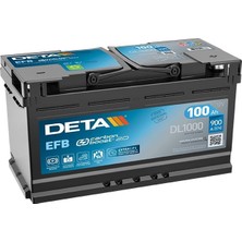 Akü Deta 12V 100 Ah 900A Start Stop Efb L05 (353×175×190)