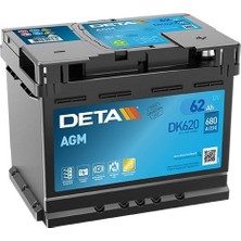 Akü Deta 12V 62 Ah 680A Start Stop Agm L02 (242X175X190)