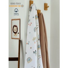 Fulya Tuhafiye Ftbabycollection %100 Pamuk 2'li Müslin Bebek Battaniye Seti Oeko-Tex Sertifikalı Müslin örtü 80 x 90 cm