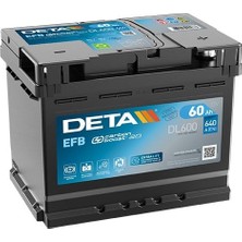 Akü Deta 12V 60 Ah 640A  Start Stop Efb L02 (242×175×190)