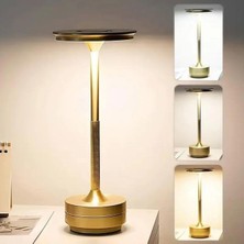 Aletools   Eskitme Gold Kasa Dokunmatik Şarjlı Masa Lambası - 3 Renk Işık Modlu, LED Aydınlatmalı, Modern & Dekoratif Abajur