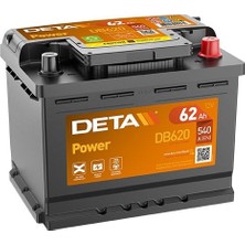 Akü Deta 12V 62 Ah 540A L02 (242×175×190) Tam Kapalı