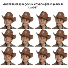 Aletools  Kovboy Şerif Şapkası Kahve 12 Adet - Kostüm, Parti ve Gösteri Şapkası