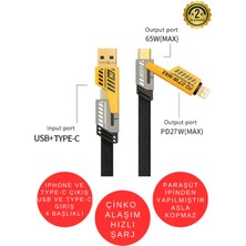 Eco Lounge Şarj Kablosu 27W ve 65W Hızlı Şarj Type-C Iphone Hepsi Ile Uyumlu Paraşüt Ipinden Kopmaz Kablo