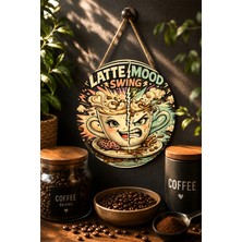 Mayeka Latte Mood Swing Iki Yüzlü Eğlenceli Fincan Yuvarlak Mdf Tablo Kahve