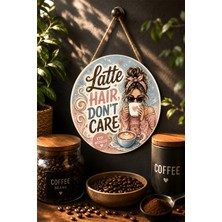 Mayeka Latte Hair Don't Care Gözlüklü Kadın Çizim Yuvarlak Mdf Tablo Kahve