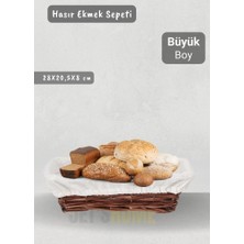 Jet's Home Hasır Ekmek Sepeti Dikdörtgen Çok Amaçlı Sepet Yılbaşı Sepeti Büyük Boy 28 cm
