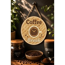 Mayeka Coffee Break Retro Kahve Saati Desenli Yuvarlak Mdf Tablo