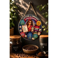 Mayeka Caffeine Commander Chaos Coordinator Retro Mdf Yuvarlak Duvar Panosu Kahve