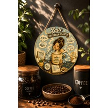 Mayeka Latte Daydream Disaster Eğlenceli Kahve Temalı Mdf Yuvarlak Duvar Panosu
