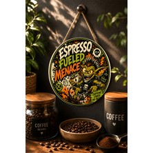 Mayeka Caffeine Powered Princess Pembe Kahve Temalı Mdf Yuvarlak Duvar Dekoru