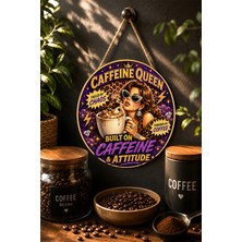 Mayeka Caffeine Queen Leoparlı Taşlı Kraliçe Yuvarlak Mdf Tablo Kahve