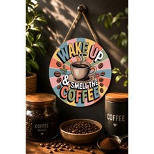 Mayeka Running On Zero Sleep Komik Kahve Mdf Yuvarlak Duvar Panosu
