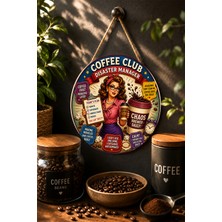 Mayeka Coffee Club Disaster Manager Retro Ofis Yuvarlak Mdf Tablo Kahve