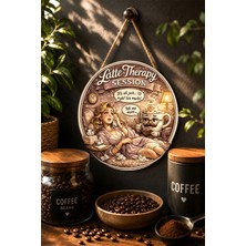 Mayeka Latte Therapy Session Nostaljik Kahve Temalı Mdf Yuvarlak Duvar Dekoru