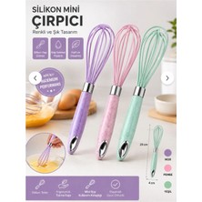 Akn  Mini Silikon Çırpıcı 20 cm Mor Pembe Yeşil Renk Seçenekli Çizmez Ergonomik Mutfak Çırpıcısı Yumurta