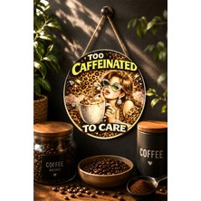 Mayeka Too Caffeinated To Care Leopar Desenli Yuvarlak Mdf Tablo Kahve