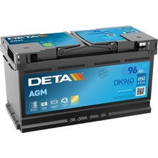Akü Deta 12V 96 Ah 850A Start Stop Agm L05 (353X175X190)
