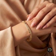 cm Jewelry Vıp Seri 316L Çelik 14K Gold Renk Zirkon Taşlı Çavuş Model Bileklik 19,5 cm