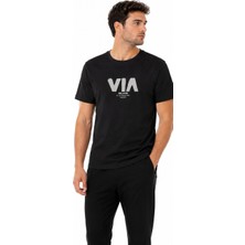 Tommy Life Erkek Siyah Bisiklet Yaka Tshirt 88497