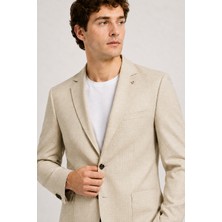 Bihan Store Erkek Keten Karışımlı Torba Cepli Sivri Yaka Blazer Ceket 6 Drop 1967-BEJ