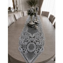 Lena Maison Saray Siyah Tül Üzerine Nakış Işlemeli Battal Boy Runner 135 CMX45 cm
