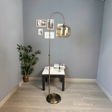 Bamyum Maple Bal Rengi Cam Lambader Modern Dekoratif Metal Oturma Odası Zemin Lambası