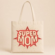 Hobimobi Süper Mom Kırmızı Baskılı Bez Çanta