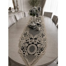 Lena Maison Saray Siyah Tül Üzerine Nakış Işlemeli Battal Boy Runner 135 CMX45 cm