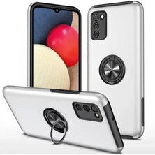 Sh Newface Samsung Galaxy A02S Kılıf Elit Yüzüklü Kapak - Gümüş Najmaddin