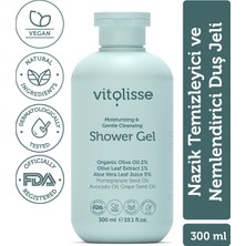 Vitolisse Duş Jeli 300ML – Nazik Temizleyici Nemlendirici Dermatoloji Onaylı Vegan (%2 Organik Zeytinyağı)