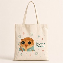 Hobimobi Sad Üzgün Hamster Dişçi Diş Doktorulacivert Baskılı Bez Çanta