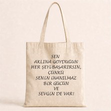 Hobimobi Sen Aklına Goyduğun Baskılı Bez Çanta