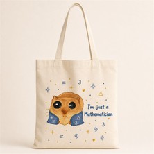 Hobimobi Sad Üzgün Hamster - Meslek Matematikçi Baskılı Bez Çanta