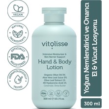 Vitolisse El ve Vücut Losyonu 300ML – Yoğun Nemlendirici Bariyer Destekleyici Vegan (%3 Organik Zeytinyağı)