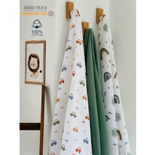 Ft Baby Collection Pamuk Müslin Bebek Battaniyesi 3'Lü Set  Müslın Örtü 80  x  90 Cm