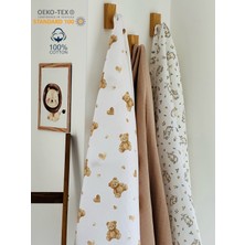 Ftbabycollection %100 Pamuk 3'lü Müslin Bebek Battaniye Seti Oeko-Tex Sertifikalı Müslin örtü 80 x 90 cm