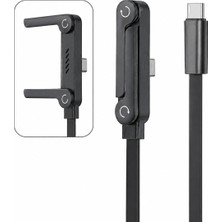 Hepu Armor Series HP-ATC01 Pd 240W Type-C To Type-C Hızlı Şarj Kablosu 1.5m - Çinko Alaşım Gövdeli, Örgülü Entegre Telefon Stantlı ve 90° Açılı Veri Aktarım Kablosu