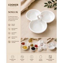 PALU GASTRO Üç Bölmeli Porselen Sosluk Kahvaltılık Reçellik Zeytinlik Kulplu Çok Amaçlı Sunumluk Çeyizlik