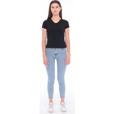 Fantasy Pamuklu Kadın Basic T-Shirt SIYAH-5013-S