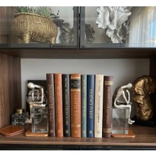 Mirsa Global Kitap Tutucu 2 Li Kristal Kaideli Düşünen Insan Biblo Kitap Tutucu Gümüş